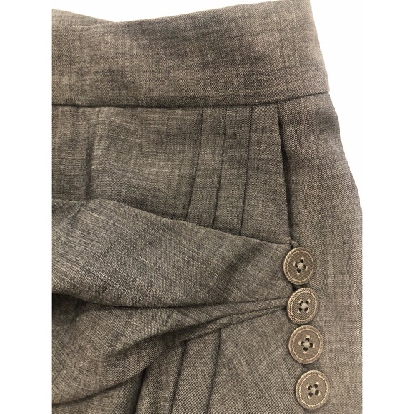 ZAC POSEN Gray Pleated Gathered Side Wrap Mini Skirt SZ 8 Fits 4 - Picture 3 of 12